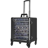 WELIDAY Miniatures Storage Case Miniatures Transport Case Aluminum Alloy Frame Display Case with Lock and Trolley (Large Size)