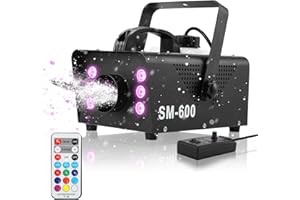 TCFUNDY Snow Machine with 6 LED Lights, 600W Snow Making Machine with 12 Color Lights Effect Snowflake Maker with Remote Control