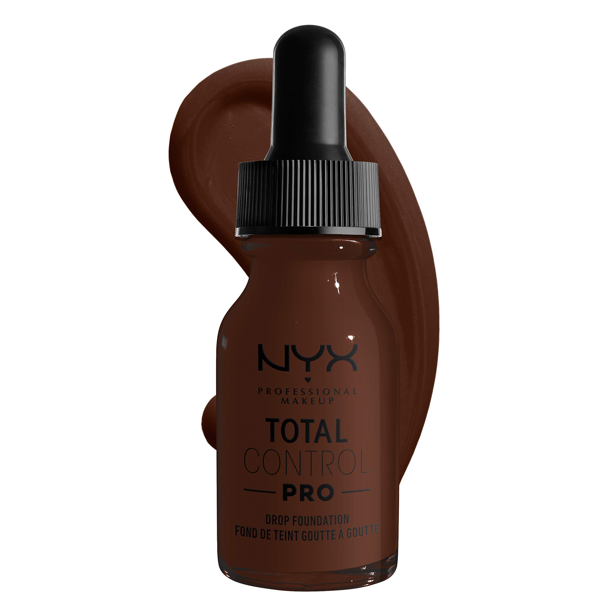 NYX Professional Makeup Total Control Pro Drop Foundation, Precise Dosage, Customised and Buildable Coverage, Vegan Formula, True-to-Skin Finish, 13 ml, Shade: Deep Ebony