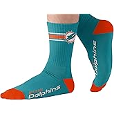 FOCO NFL Men's Official Primary Logo Wordmark Premium Crew Socks With Drawstring Ornament Bag