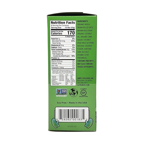 BOBO’S OAT BARS COCONUT OAT BAR 4 COUNT, 3 OZ