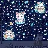 Tarklanda Glow in The Dark Stars Cat Butterfly Wall Decals Ceiling Set view 6