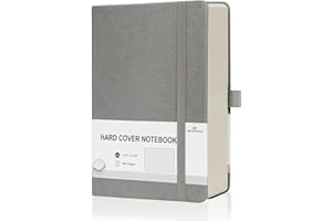 EMOMAS Lined Journal Notebook, 360 Numbered Pages(With page number), Thick Journal for Writing A5 College Ruled Notebook, 100gsm Lined Paper, Leather Hardcover, 5.75'' X 8.38''-Wall Gray