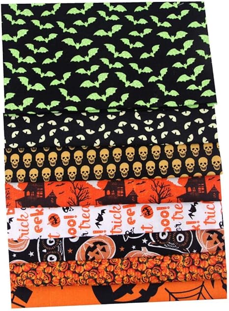 Amazon Hellery 綿生地 カットクロス ハロウィン風 ミックス柄 縫う生地 縫製布 Diy 人形服 50cmx50cm 8枚 布 生地 通販