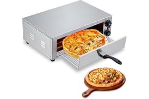 Electric Pizza Oven Indoor, 16 in Commercial Countertop Pizzas Maker Stainless Steel with Grilling Rack & Crumb Tray, 1300W f