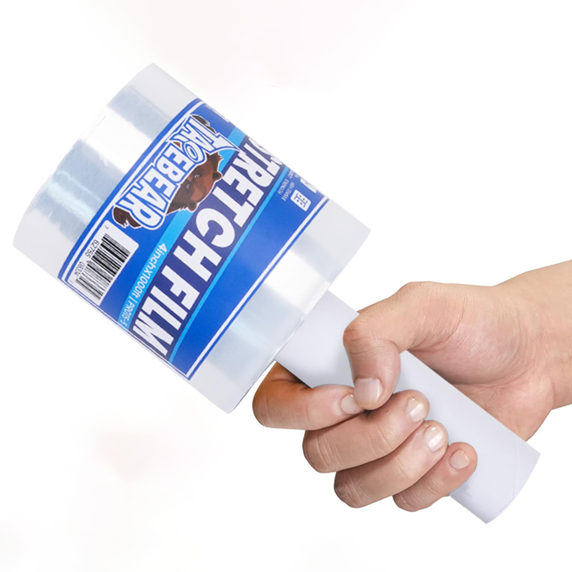 TAPEBEAR Mini Shrink Wrap, Hand Held Plastic Packaging Film 100mm x 305m Clear Pallet Wrap Stretch Wrapping Film for Moving, Packing Furniture, Book, Plate