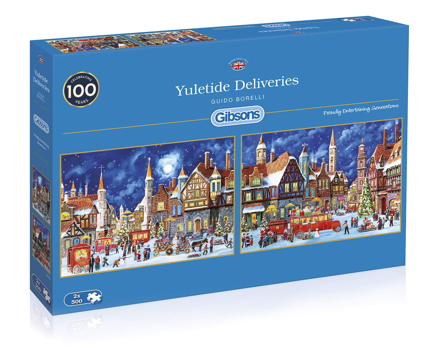 Yuletide Deliveries 2x500 Piece Jigsaw Puzzle | Multi-Puzzle | Sustainable Puzzle for Adults | Premium 100% Recycled Board | Great Gift for Adults | Gibsons Games