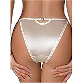 SweatyRocks Women's Sexy Satin Underwear Thongs Hipster Panties Cheeky Lingerie Panty