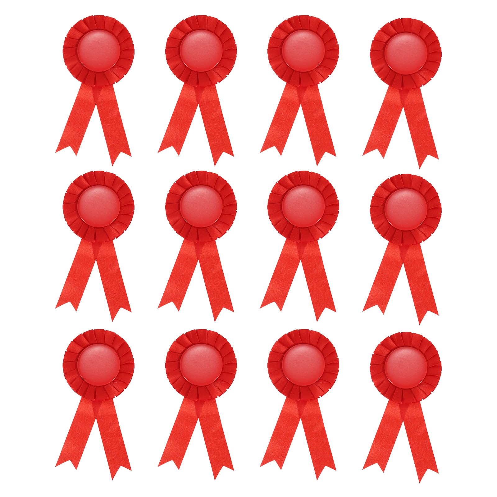 PATIKIL Blank Award Ribbon, 12 Pcs Rosette Ribbon Honorable Prize Recognition Ribbon for DIY, Party, Wedding, Competition, Sport, Red