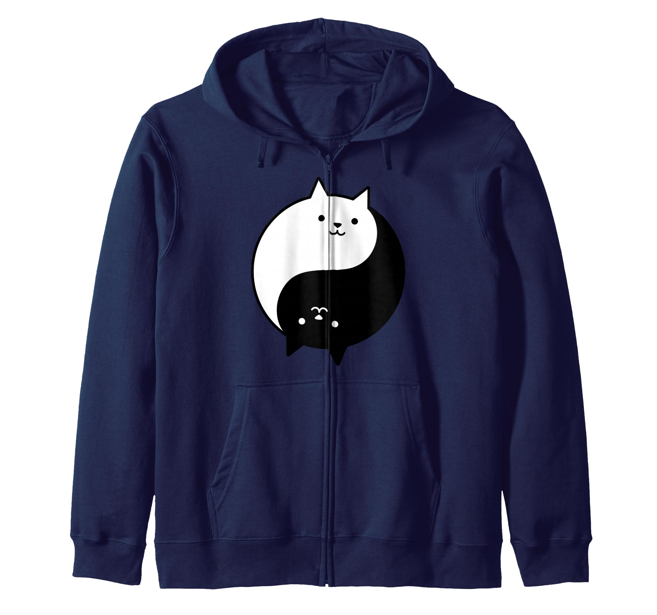 Cute Cats Yin Yang Yoga Zen Kitty Black and White Cat Zip Hoodie