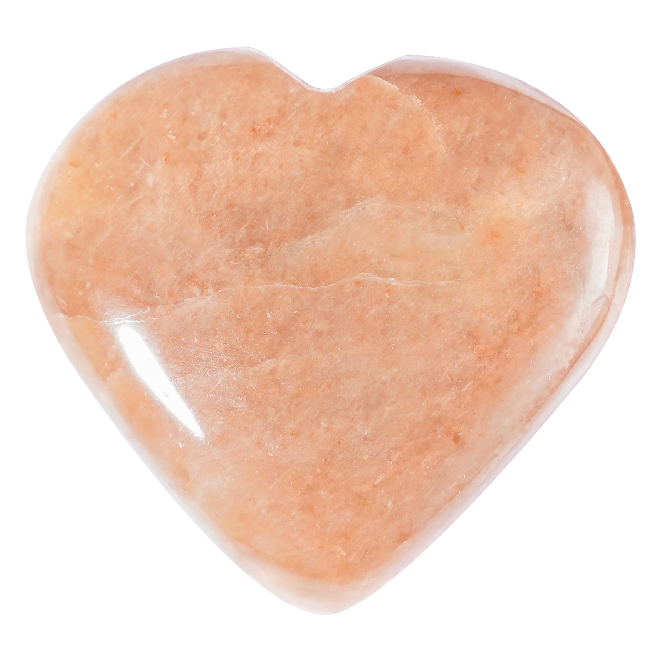 Crocon® 50mm Peach Moonstone Heart stone Big Heart Shape Puff Stones Set 450+ Carats Pocket Crystal Healing Tumble Collection Palm Worry Stone Good Luck Charm Meditation Gift Craft Home Decor — image 1