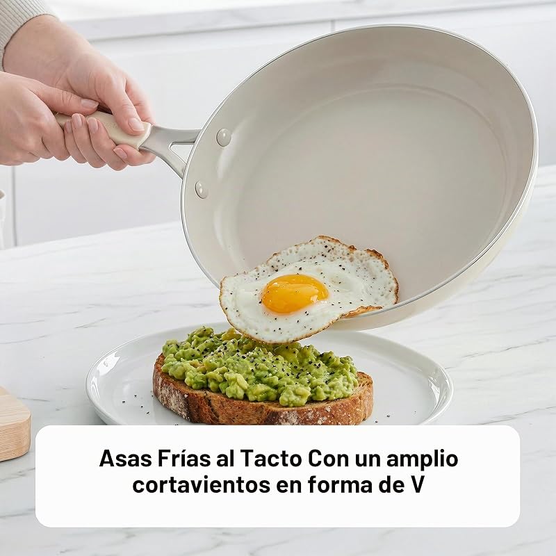 Cacerola de aluminio con revestimiento cerámico antiadherente con tapa de vidrio, 24 cm/4,91 L, libre de PFAS — foto 6 de 8