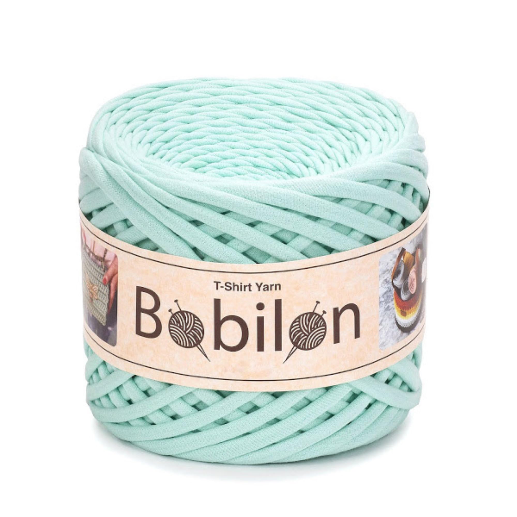 T-Shirt Yarn Fettuccini Zpagetti Ball, 3-5 mm Tshirt Yarn for Crochet Knitting, Mask Ear Ties, T Yarn Organic Cotton, Macrame T-Yarn, Jersey Yarn - Mint