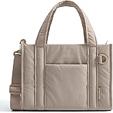 BAGSMART Boxy Tote Bag for Women, Crossbody Bag with Zipper, Crush Bow Purses for Travel Work College