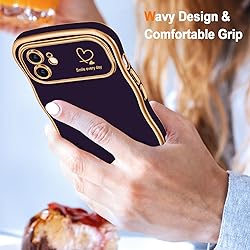 Hython for iPhone 12 Case Cute Curly Wave Frame
