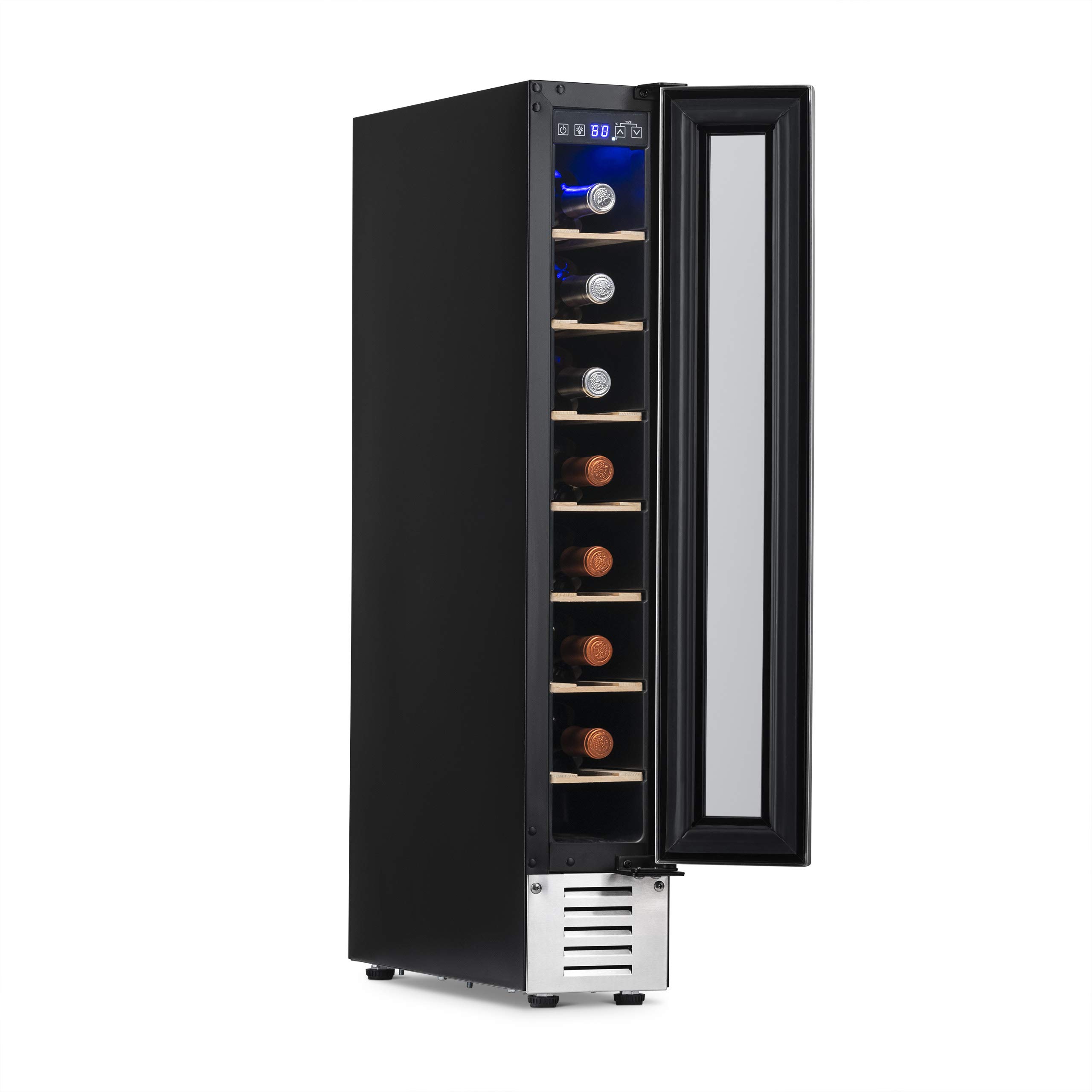NewAir 6" Builtin or Freestanding 7 Bottle Wine Fridge, Bar Mini Wine Cooler with Beech