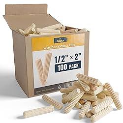 ALBO Wooden Dowel Pins 1/2 x 2 inch Fluted Wood