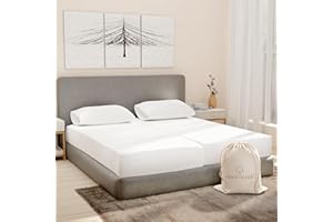 Good Sleep Bedding Split King Sheets Sets for Adjustable Bed Cotton, Luxury Sheets, Egyptian Cotton, 5 Piece 100% Cotton Split King Sheet Set, Sateen Sheets, 2 Fitted - 16" Deep Pocket, White