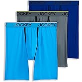 Jockey Men's Underwear Chafe Proof Pouch Microfiber 8.5" Long Leg Boxer Brief - 3 Pack