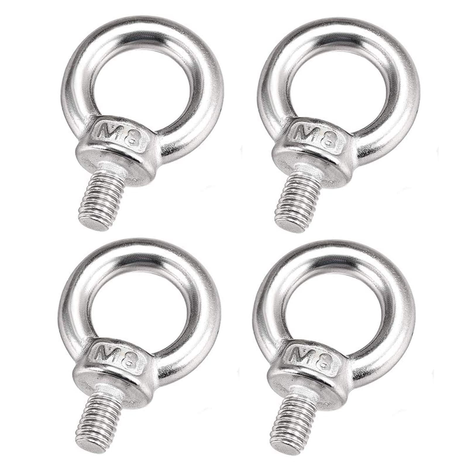 SyiXute 4 Pcs Lifting Eye Bolt M8,304 Stainless Steel Lifting Ring Eye Bolts,Male Thread Lifting Ring Eye Bolt for Living Lifting and Various Engineering Lifting Equipment (M8 x 13 mm)