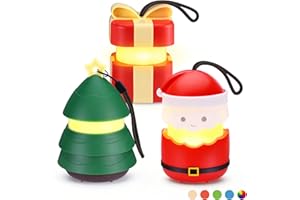 EverBrite Christmas Lantern Set, Holiday Decorations & Gifts for Women and Men, 5 Light Modes AAA Batteries Included, Indoor & Outdoor Use, 3-Pack Santa Claus + Christmas Tree + Gift Box (1 Each)