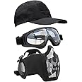 Yzpacc Airsoft Mask with Goggles, Foldable Half Face Airsoft Mesh Mask with Ear Protection for Paintball Shooting Cosplay CS Game