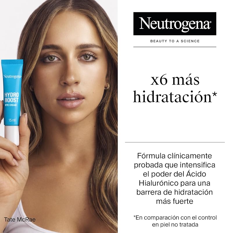 Hydro Boost Contorno de Ojos (15 ml), crema para el contorno de ojos hidratante con Ácido Hialurónico, Aminoácidos y Vitamina E, crema anti ojeras y bolsas