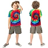 Kids Tie Dye T Shirts 3-12 Years Hippies Senior Crewneck Short Sleeve Rainbow Tee for Kids