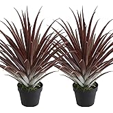 momoplant 2 Pcs Artificial Aloe Vera Plants 27 Inch Red Fake Succulents Faux Agave Plant Potted for Indoor Outdoor Home Office Decor