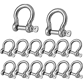 YOUNTHYE 14 PCS Clevis Shackle 5/16 Screw Shackle Stainless Steel M8 Chain Shackle Bow Shackle Clevis Heavy Duty Screw Pin Shackle for Anchor, Towing, Off Road Recovery
