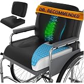 Wheelchair Cushion for Pressure Relief - (2-Piece Set) 18&rdquo;x16&rdquo; Anti-Slip Wheelchair Seat Cushions for Adults, Seniors with Lumbar Pillow and Removable Strap, Gel Cushion for Wheelchair