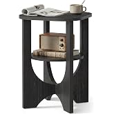 VASAGLE Side Table, 2 Tier Small Accent End Table, Nightstand | with Lower Shelf for Small Spaces, Living Room, Bedroom, Office, Charcoal Gray, ISLAND Collection ULET233B101S
