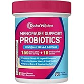 Doctor's Recipes Menopause Probiotic Supplements for Women, Black Cohosh for Menopause Hot Flashes, Probiotics with Ashwagandha, Dong Quai, Supports Energy, 60 Capsules