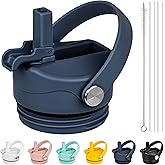 Diumepo Straw Lid for Yeti Rambler 12 18 26 36 64 oz Water Bottle, Replacement Straw Cap with Straw for Yeti Rambler Bottle, Dust Cover, Flexible Handle