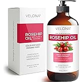 velona Rosehip Oil - 16 Fl Oz in Glass Bottle | 100% Pure and Natural Carrier Oil| Unrefined, Cold Pressed, Hexane Free | Moisturizing Face, Hair, Body, Skin Care, Stretch Marks, Scars…