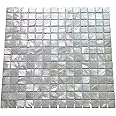 Art3d Oyster Mother of Pearl Square Shell Mosaic Tile for Kitchen Backsplashes, Bathroom Walls, Spas, Pools 12" X 12" Pack of 6