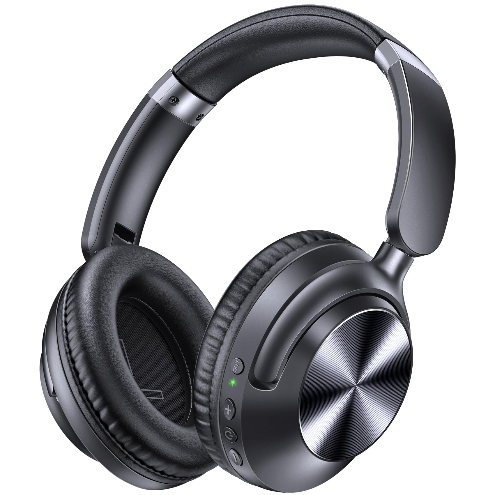 TAGRY Hybrid Active Noise Cancelling Headphones 100H Playtime Wireless Over Ear Bluetooth Headphone with Fast Charging Hi-Res Audio Comfort Earcups Headsets for Travel Home Office Phone PC Black Image