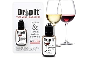 DROP IT DROP THE HEADACHE ENJOY THE WINE Drop It Wine Drops 1 Pack - Naturally Reduces Wine Sulfites & Tannins - Can Eliminate Wine Sensitivities, Allergies and Histamines - Wine Wand Alternative - USA-Made - Wine Sulfite Remover