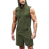 COOFANDY Mens Sleeveless Workout Hoodie Shorts Set 2 Piece Outfits Hooded Tank Tops Gym Tracksuit Sweatsuits