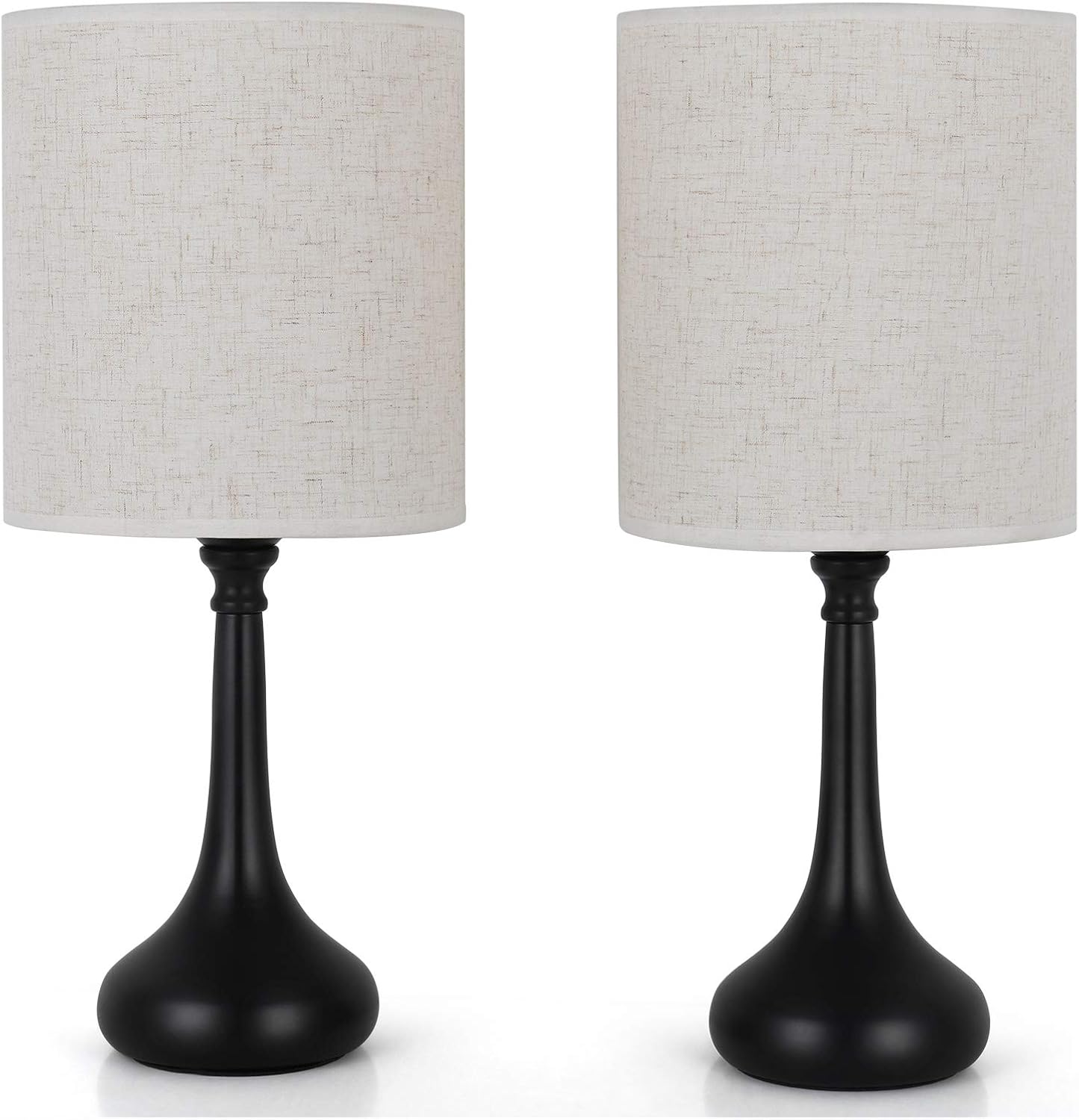 Amazon Com Modern Table Lamps Small Nightstand Lights Set Of 2 Minimalist Bedside Desk Lamp With Linen Shade For Bedroom Living Room Office Dresser Baby Room College Dorm Coffee Table Bookcase Linen Black