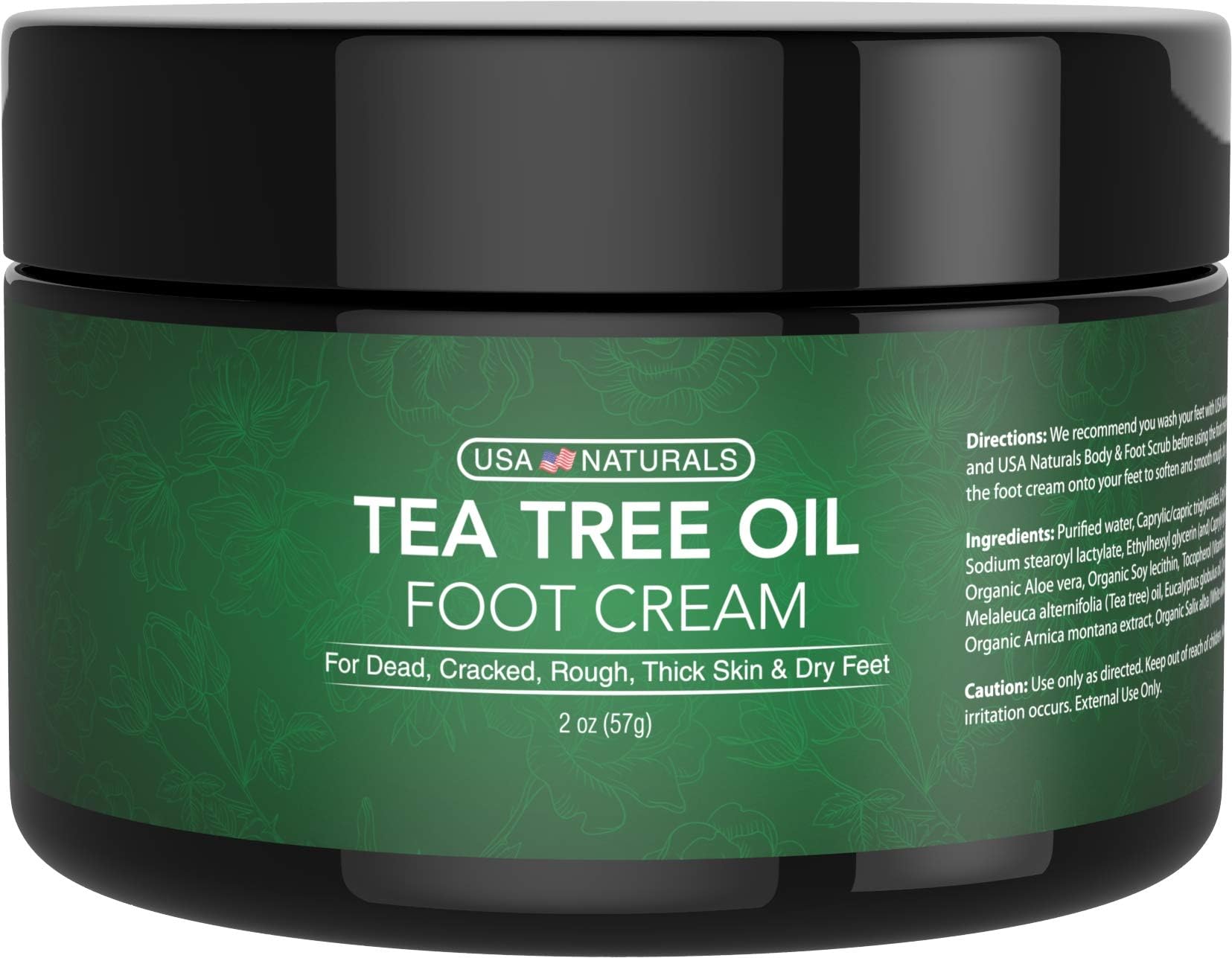 Tea Tree Oil Foot Cream - Instantly Hydrates and Moisturizes Cracked or Callused Feet - Rapid Relief Heel Cream - Natural Treatment Helps & Soothes Irritated Skin, Athletes Foot, Body Acne