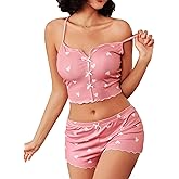 Avidlove Cami Short Set for Women Sexy 2 Piece PJ Sets Ribbed Lingerie Sleepwear Set Cute Nightwear with Bow