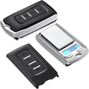2 Pieces Mini Portable Gram Scale 200g/ 0.01g Mini Digital Pocket Scale Car Key Shape Electronic Scale for Jewelry, Herb, Food