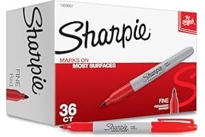 Sharpie Permanent Markers, Fine Tip, Red, 36 Count - Marks on Paper, Plastic, Metal, Wood, Perfect for Drawing, Coloring, Posters, Home, Office Supplies
