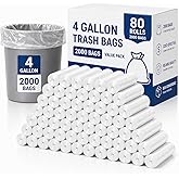 Delxo 4 Gallon Small Trash Bags, 2000 Count Bulk, Clear Bathroom Trash Bags | 17.7 x 18", Clear Unscented, 0.48 Mil Thick, Tear-Resistant Small Garbage Bags for Office, Commercial Use &amp; Bathroom