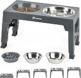 Petace Elevated Dog Bowls for Large Dogs with 5 Heights Slow Feeder Stainless