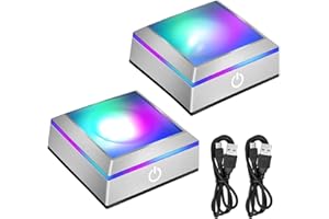 EEEKit 2 Pack 6-Colors LED Light Base, Square Flat & Spherical Recess Display Show Stand for 3D Crystal Glass Ball Art, Chris