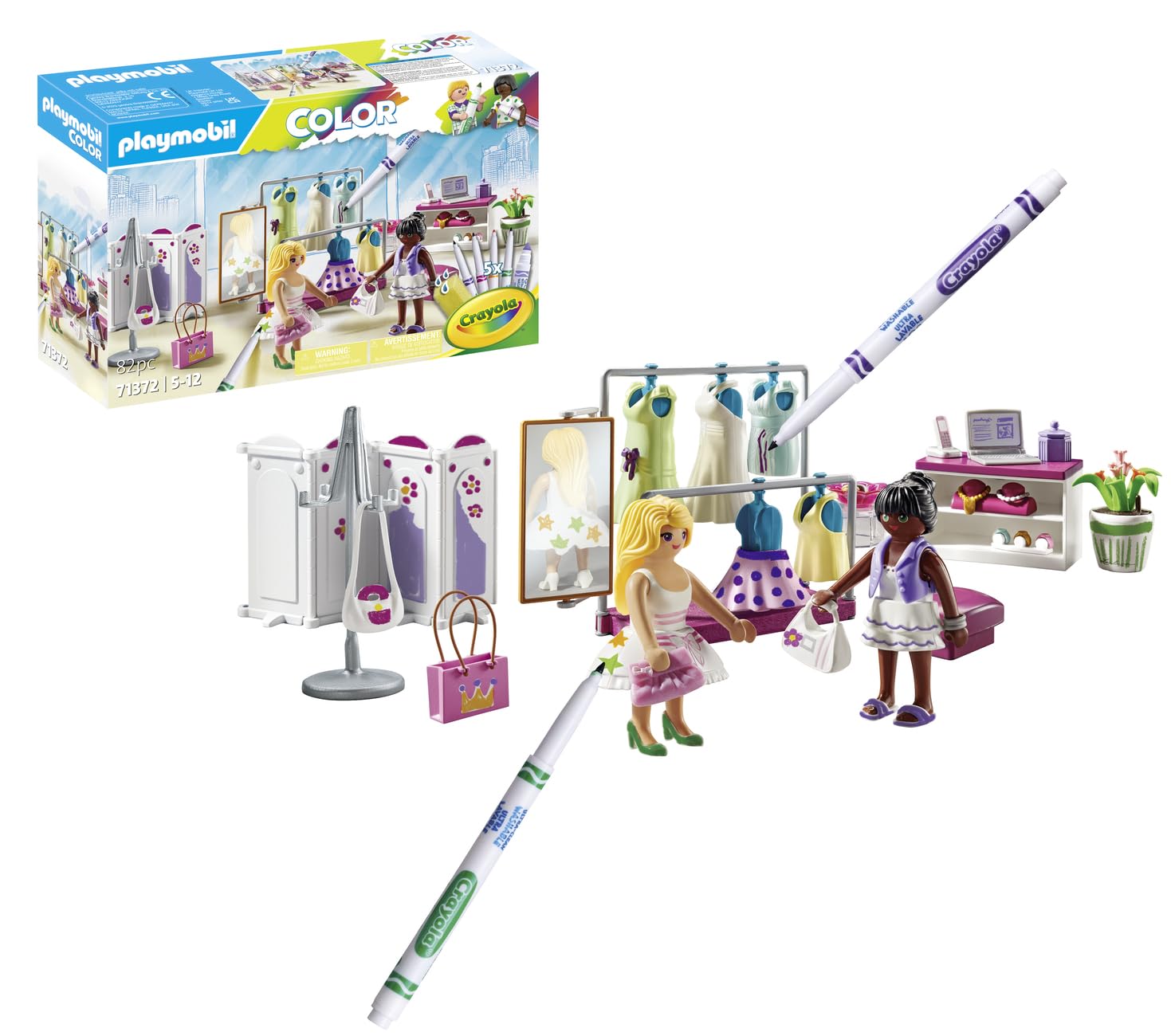 Playmobil 71372 Color Backstage, unique designs for different clothing styles, with water-soluble markers and accessories, fun imaginative role play, artistic play sets suitable for children ages 5+