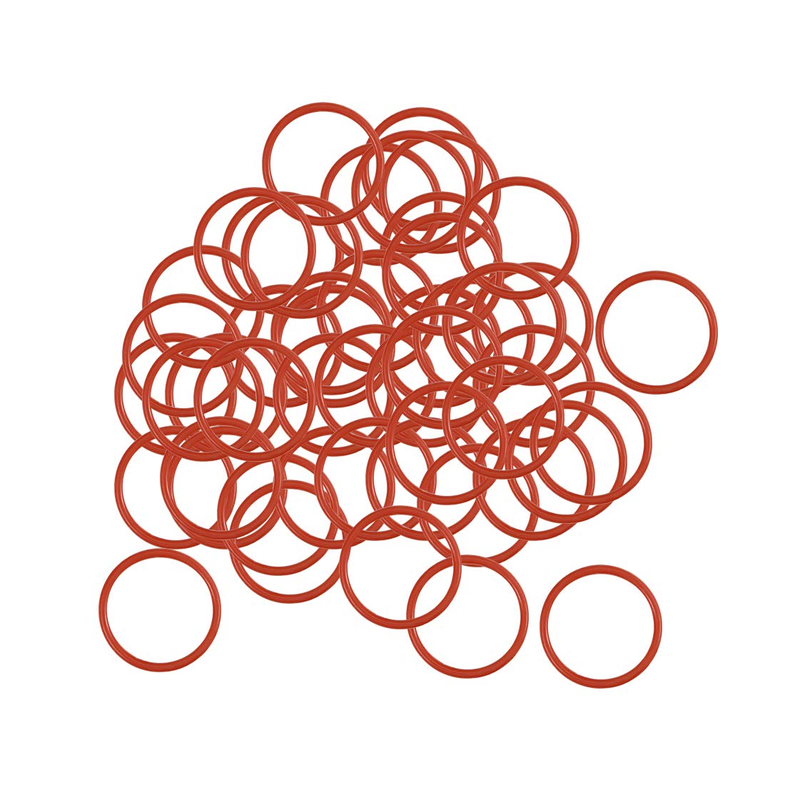 sourcing map Silicone O-Ring, 12.5mm OD, 10.5mm ID, 1mm Width, VMQ Seal Rings Gasket, Red, Pack of 50 — image 1
