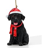 Black Lab Christmas Ornament, Dog Ornament for Christmas Tree Decorations, Black Labrador Christmas Decor, Holiday Christmas Tree Ornament Resin Figurine Collectible Gifts for Dog Lovers